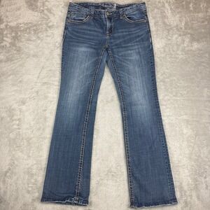 American Rag‎ Womens Bootcut Jeans Medium Wash Blue Distressed Pockets Size 11R